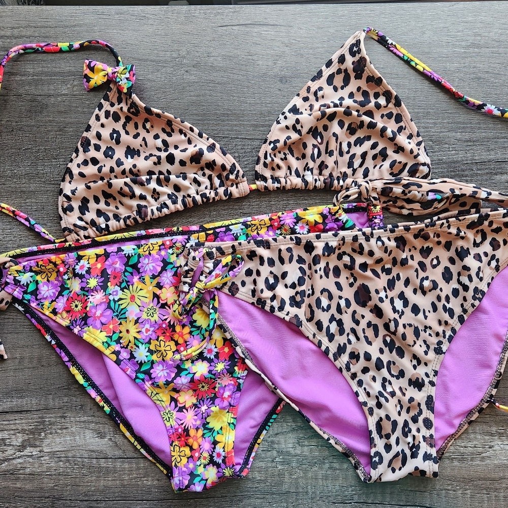 Leopard and Floral Bikini Set